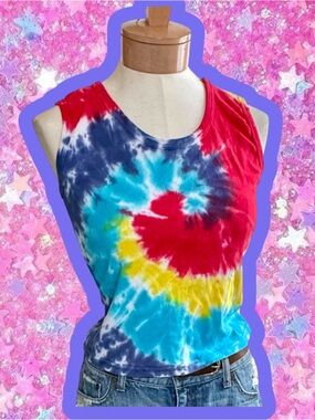 FREEZE! Vintage y2k tie dyed tank top S M hippie freeze cropped free people 70s